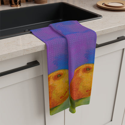 Miriam Rose "Florida Orange" Waffle Weave Kitchen Towel