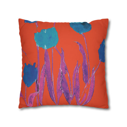 Miriam Rose Indoor "Royal Blue Tulips" Accent Pillow Cover