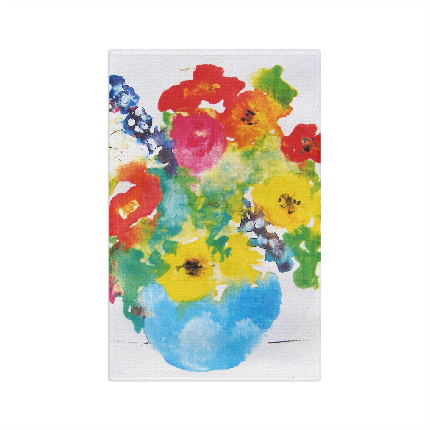 Miriam Rose "Spring Flowers" Waffle Weave Kitchen Towel