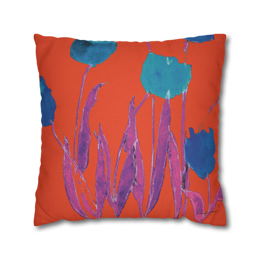 Miriam Rose Indoor "Royal Blue Tulips" Accent Pillow Cover