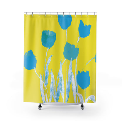 Miriam Rose "Turquoise Tulips" Shower Curtain