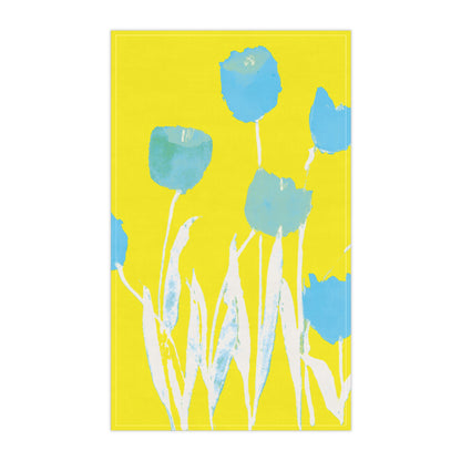 Miriam Rose "Turquoise Tulips" Cotton Twill Kitchen Towel