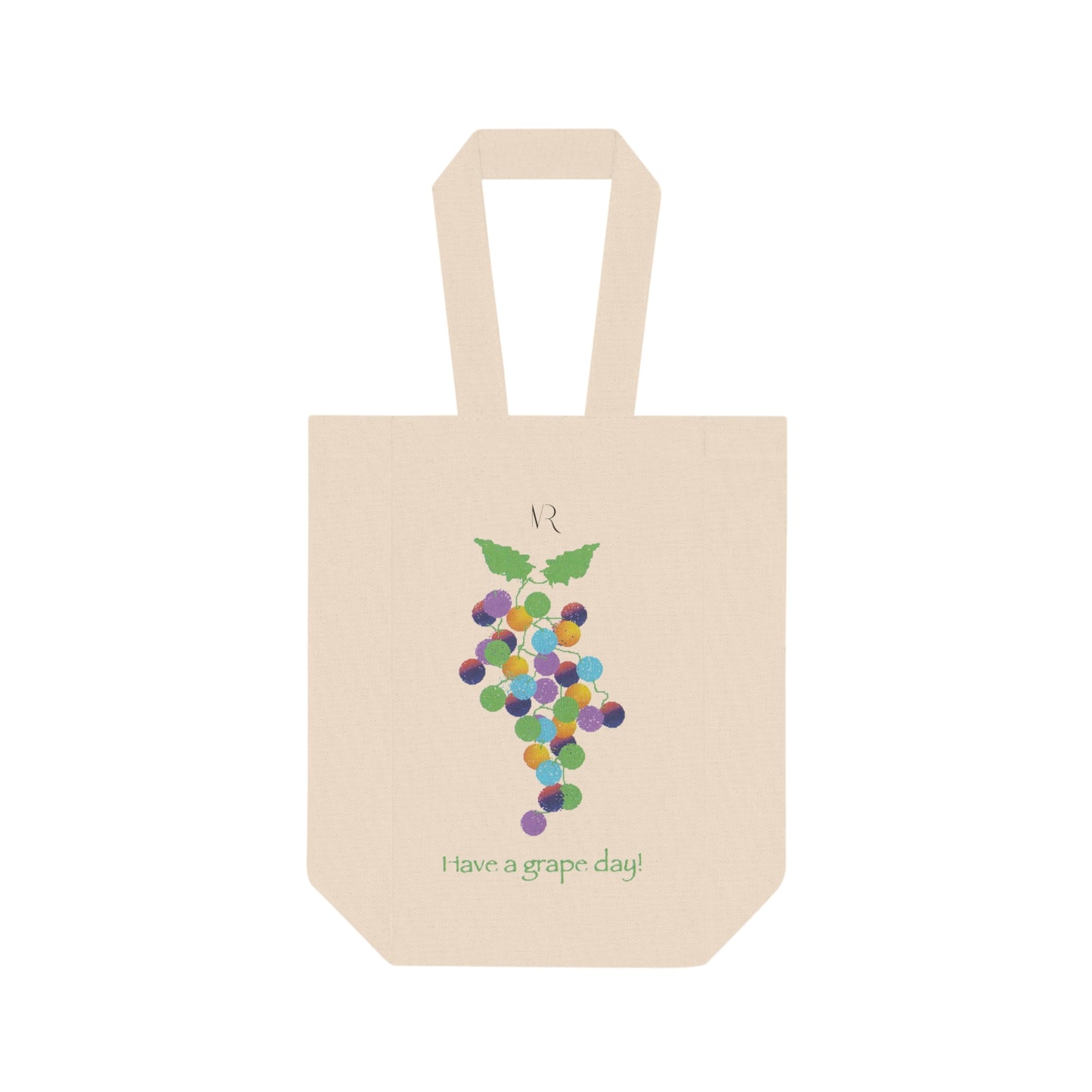 Miriam Rose "Have A Grape Day" Canvas Double Wine Tote Bag