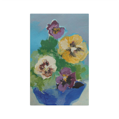 Miriam Rose "Pansies" Waffle Weave Kitchen Towel