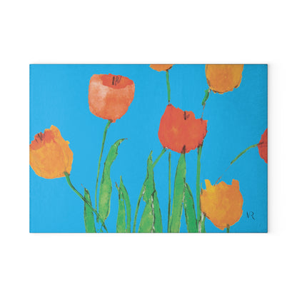 Miriam Rose "Amber Tulips" Glass Platter