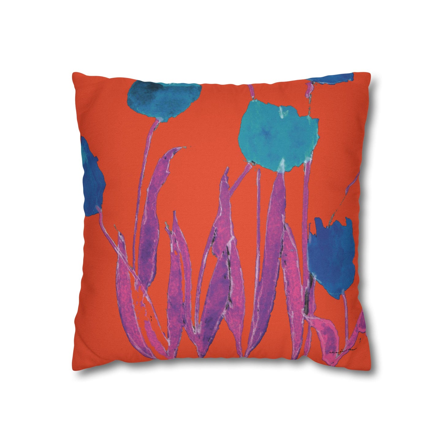 Miriam Rose Indoor "Royal Blue Tulips" Accent Pillow Cover