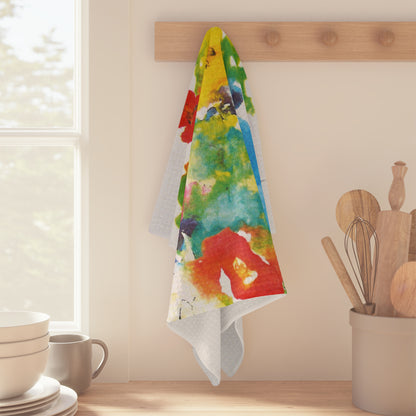 Miriam Rose "Spring Flowers" Waffle Weave Kitchen Towel