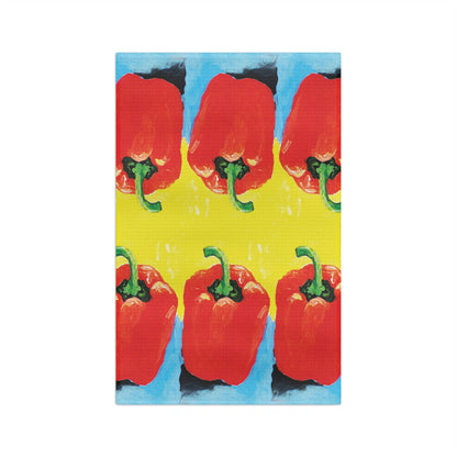 Miriam Rose "Red Pepper" Waffle Weave Kitchen Towel