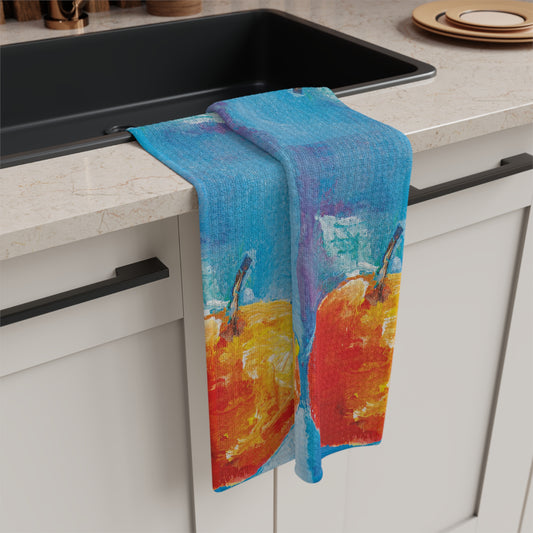 Miriam Rose "The Big Apple" Waffle Weave Kitchen Towel