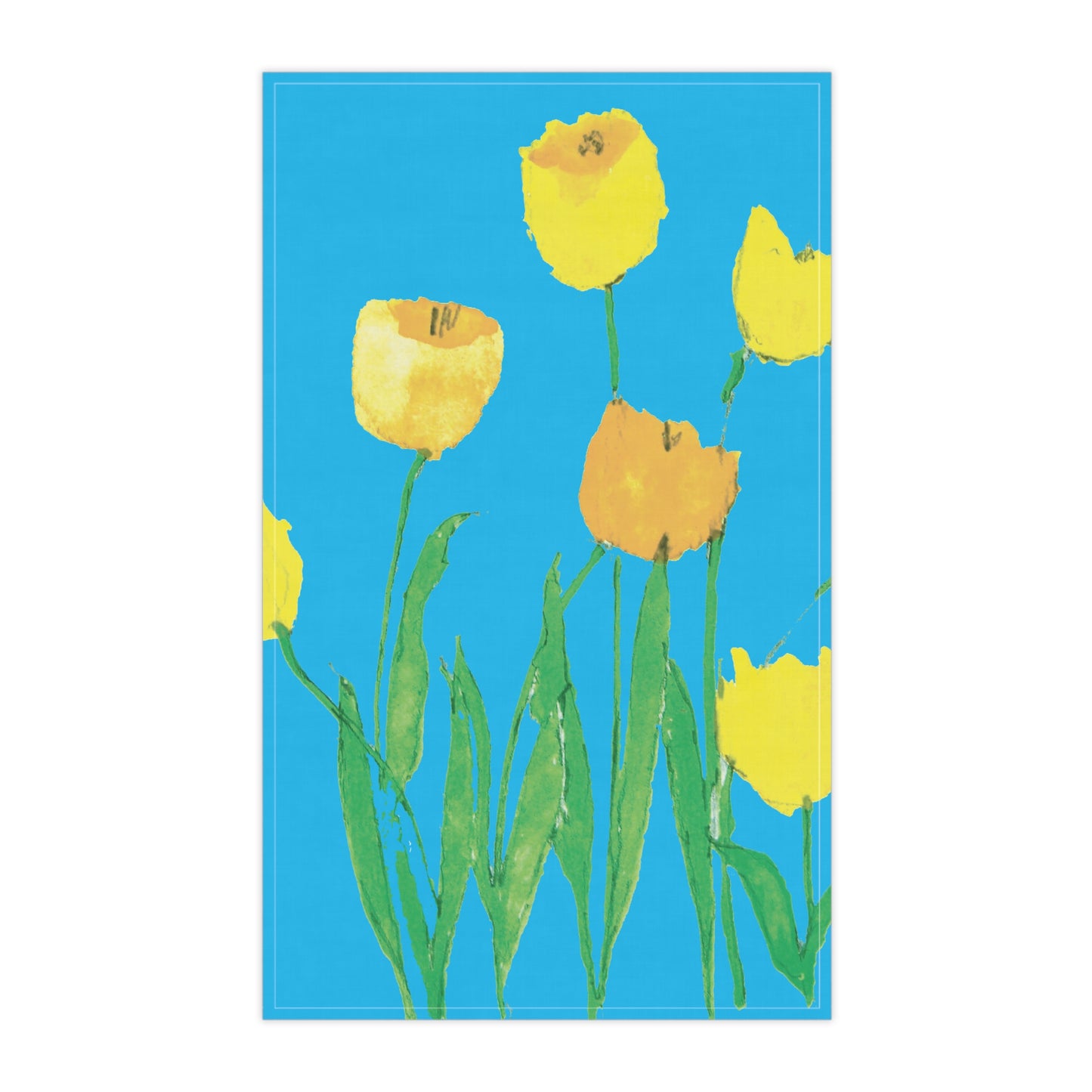 Miriam Rose "Golden Tulips" Cotton Twill Kitchen Towel