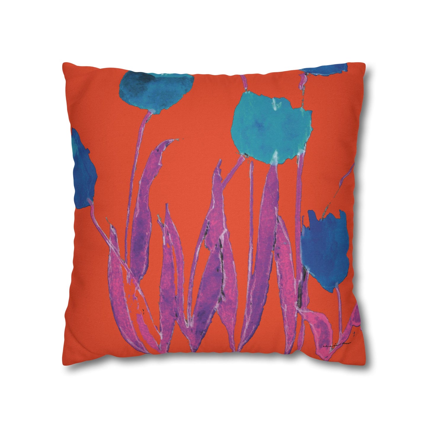 Miriam Rose Indoor "Royal Blue Tulips" Accent Pillow Cover