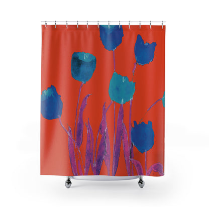 Miriam Rose "Royal Blue Tulips" Shower Curtain